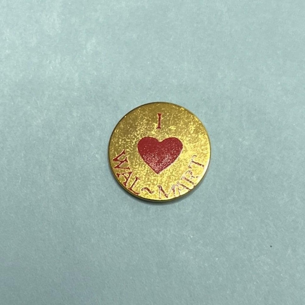 I Love Walmart Pin Gold Tone Red Heart Employee Recognition Collectible